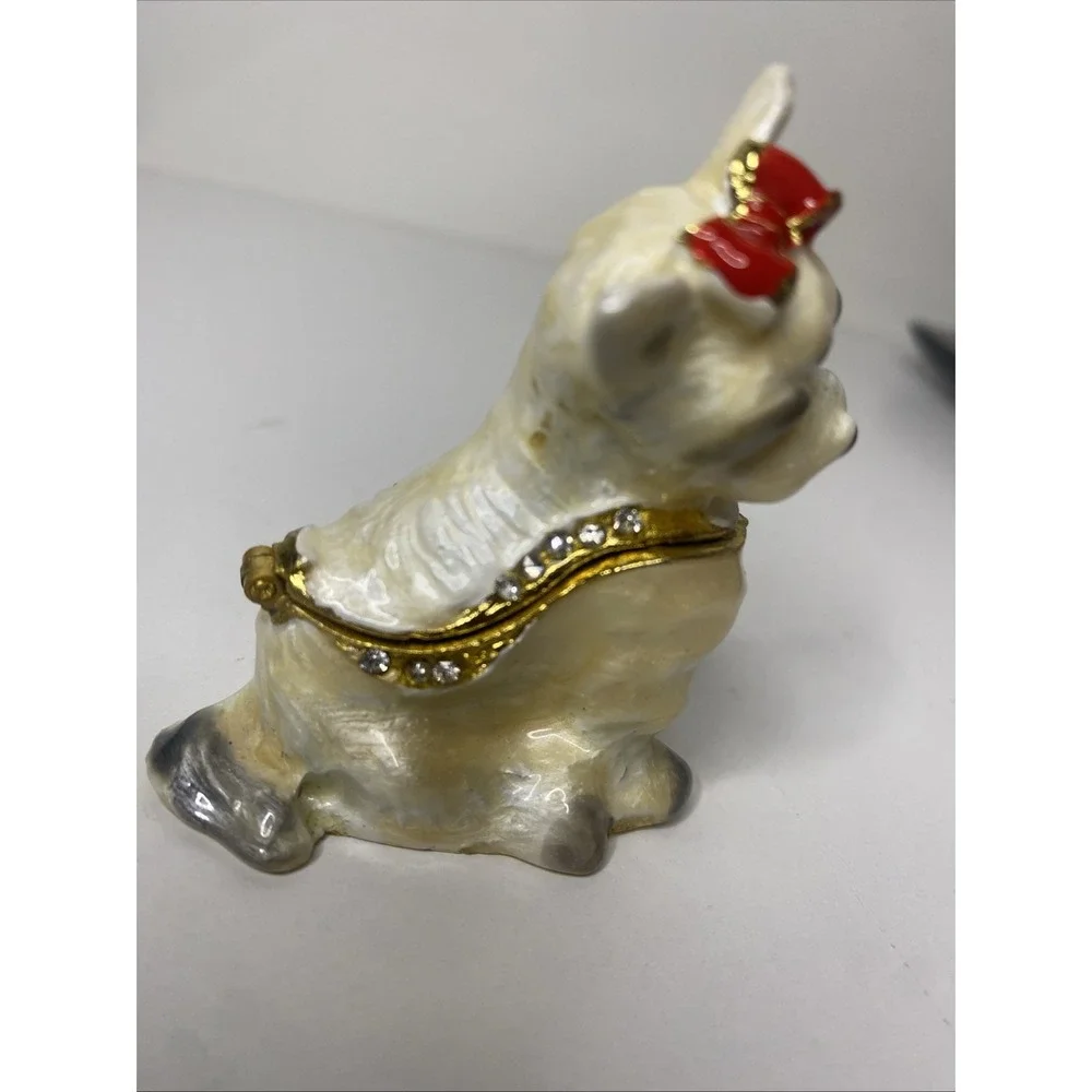 West Highland Terrier Dog Jeweled Trinket Box Cloisonné Enameled‎